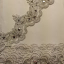 Beaded Corded Lace Trim on Polyester Net Mesh 3" Wide