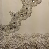 Beaded Corded Lace Trim on Net Mesh
