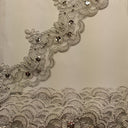 1 Yard Luxurious Beaded & Corded Lace Trimming Embroidered on 100% Polyester Net Mesh for Special Occasion Dresses 3 Inch Width