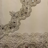 Beaded Corded Lace Trimming 100 Percent Polyester Net Mesh Fabric - Embroidered, 3" Wide, Multiple Colors (1 Yard)
