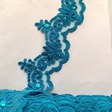 Beaded Corded Lace Trim Organza