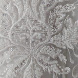 Beaded Lace Fabric on Polyester Net Mesh 48"