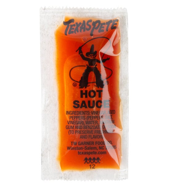 Texas Pete 7 Gram Hot Sauce Packets - 200/Case