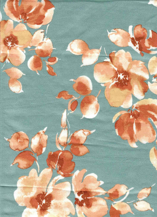 Floral Bubble Satin Woven Fabric Sage DK