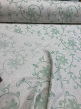 Everett Spa Blue Floral Embroidered Cotton Blend Fabric - Spa Blue Floral Embroidery, 54" Width (1 Yard)