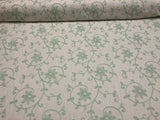 Everett Spa Blue Floral Embroidered Cotton Blend Fabric - Spa Blue Floral Embroidery, 54" Width (1 Yard)
