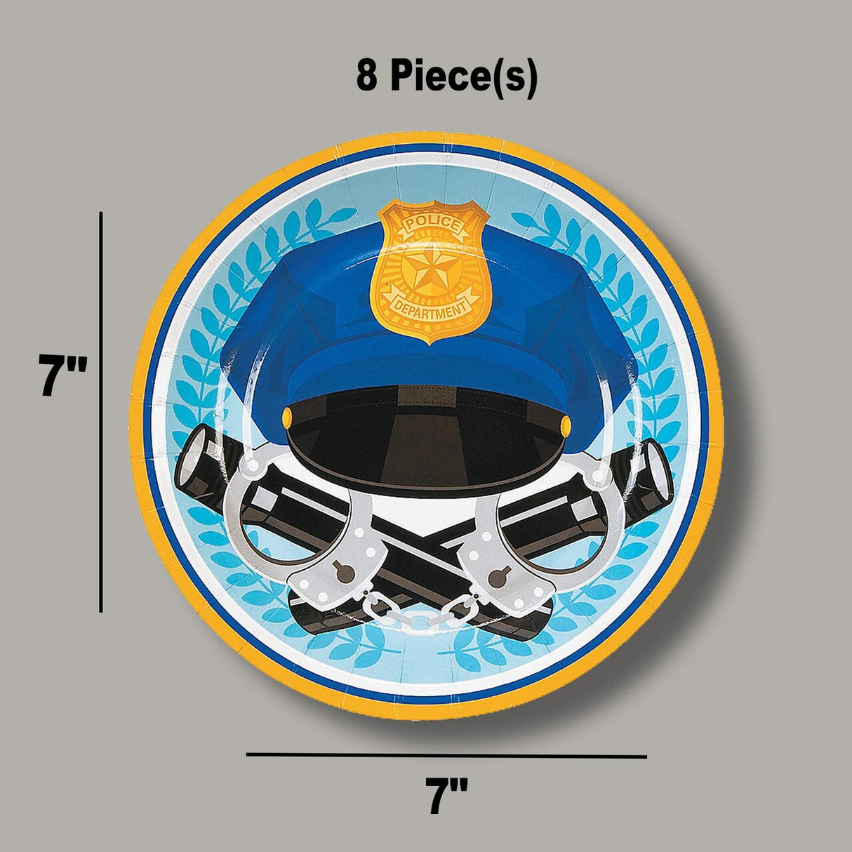 8 Ct. Police Party Dessert Plates 7-Inch Law Enforcement Birthday Party Supplies