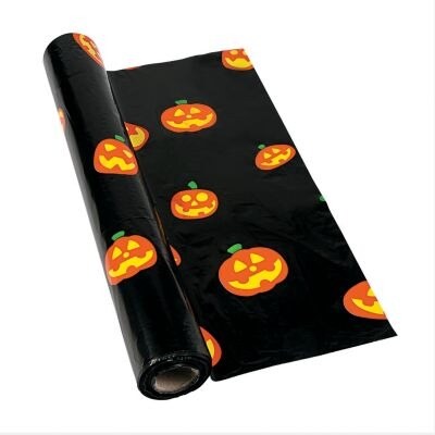 Jack-O-Lantern Plastic Tablecloth Roll 40" x 100 ft.