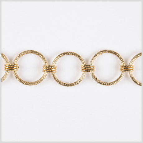 Gold Textured Circles Metal Chain - 1.25"