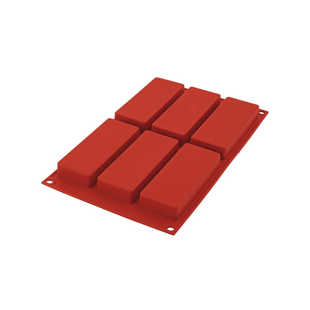 Silikomart Silicone Mini Cake Mold 3.7 Oz, 4-11/16" x 1-3/4" x 3/4" High, 6 Cavities