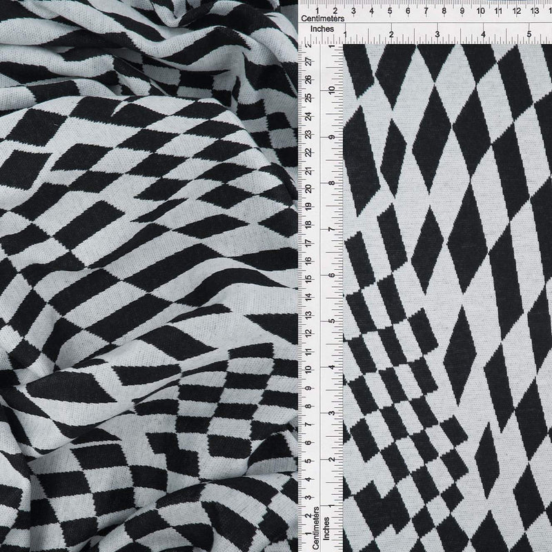 1 Yard 58/60" Double Knit Jacquard Checker Fabric 83% Polyester 13% Rayon 4% Spandex 240 GSM