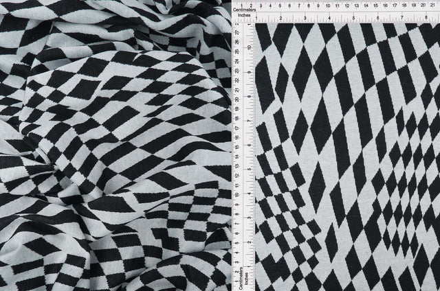 Double Knit Jacquard Checkered Stretch Fabric
