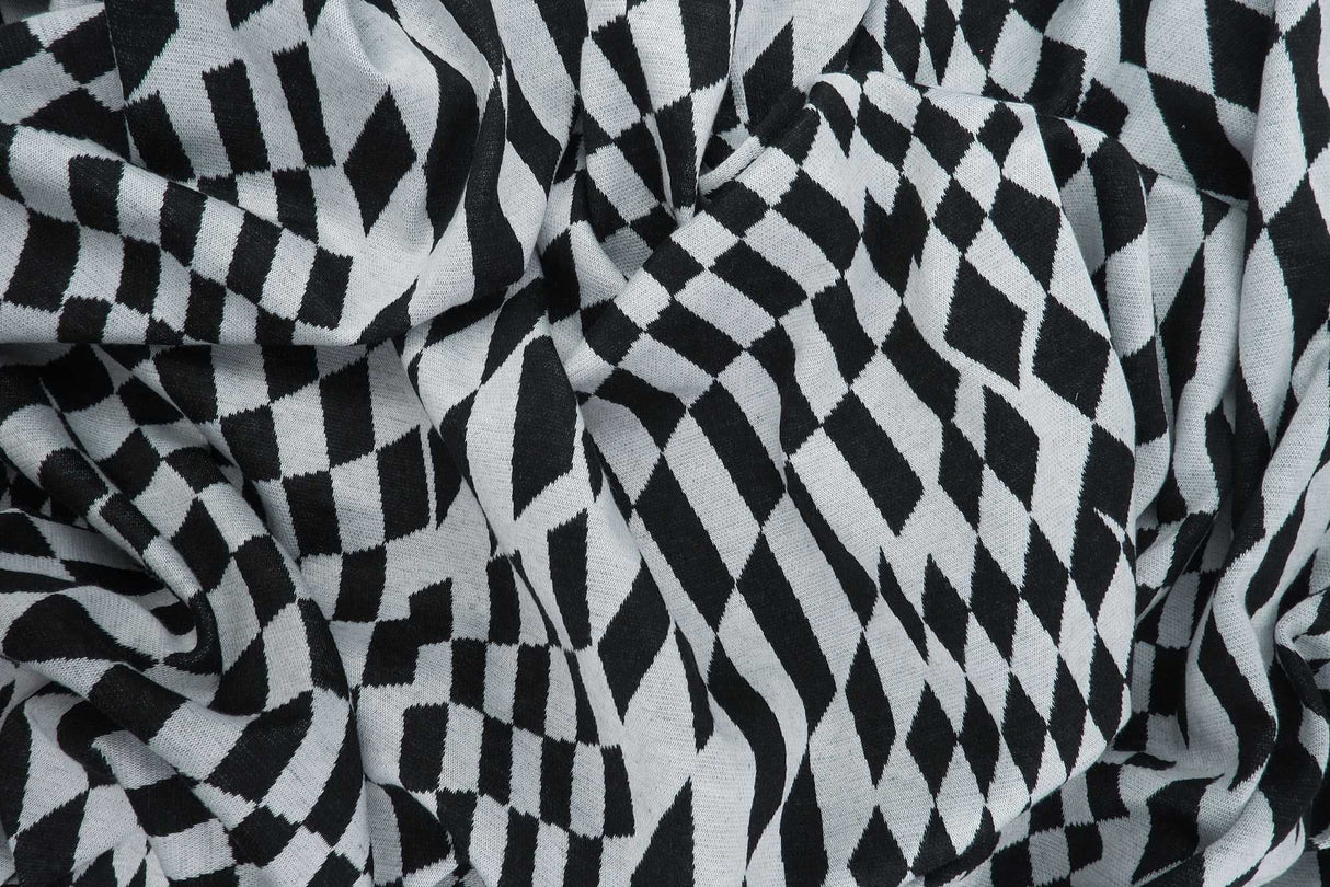 Double Knit Jacquard Checkered Stretch Fabric