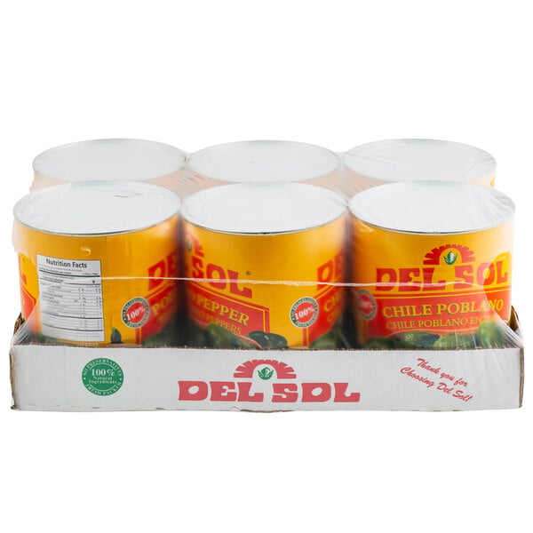 Del Sol Whole Poblano Peppers #10 Can - 6/Case