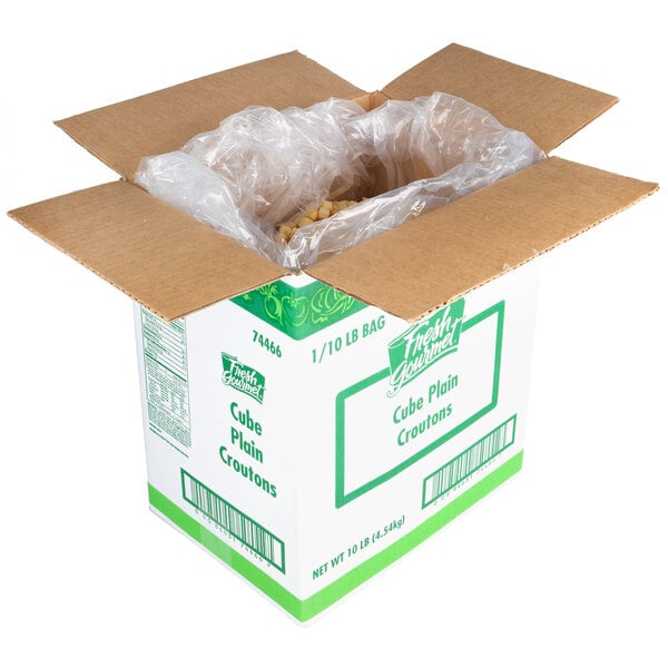 Fresh Gourmet 10 lb. Plain Cube Croutons
