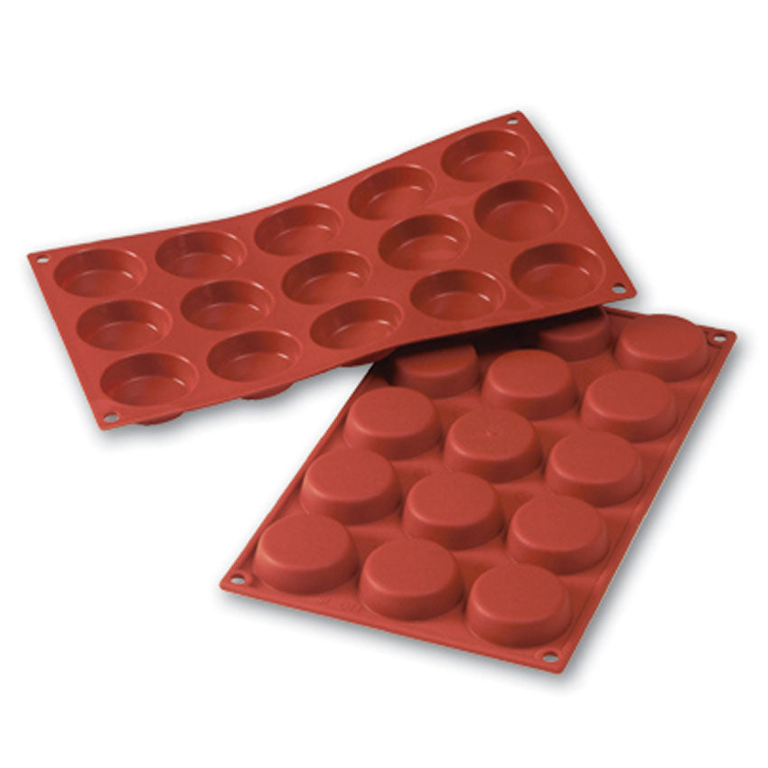 Silikomart Flexible Silicone Non-Stick Flan Baking Mold 1 Oz, 1.97" Dia x 0.55" High, 15 Cavities