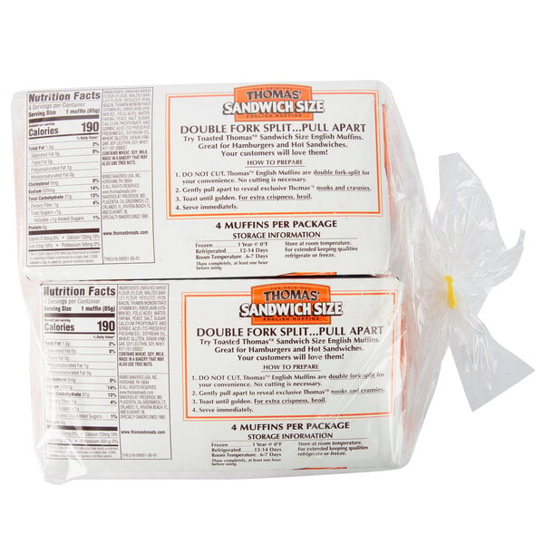 Thomas' 4" Sandwich Size English Muffins - 48/Case