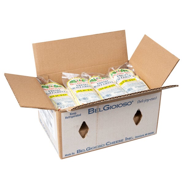 BelGioioso Pre-Sliced Fresh Mozzarella Cheese Log - 128/Case