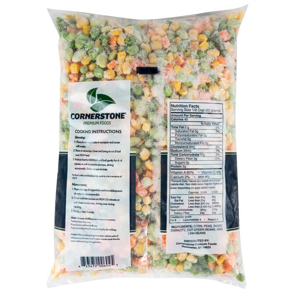 IQF 5 Way Mixed Vegetable Blend 2.5 lb. Bag - 12/Case