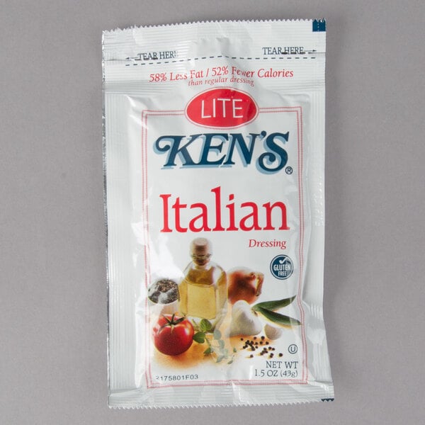 Ken's Foods 1.5 oz. Lite Italian Dressing Packet - 60/Case
