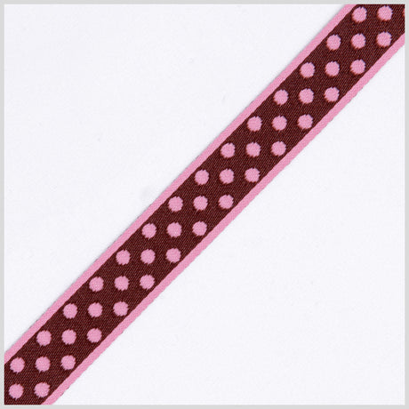 3/4" Pink/Brown French Jacquard Ribbon