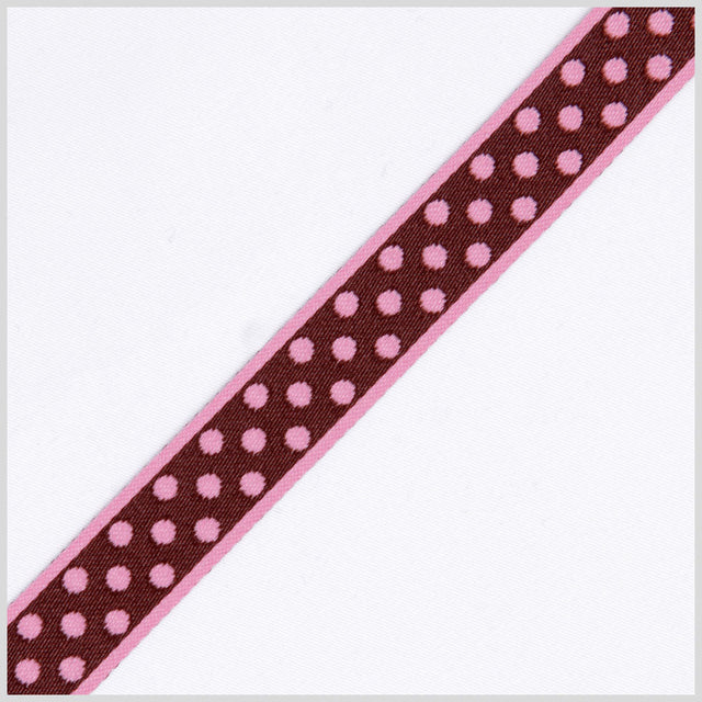 3/4" Pink/Brown French Jacquard Ribbon