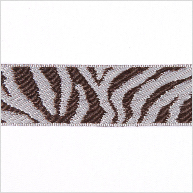 1/2" Brown/Silver French Jacquard Ribbon