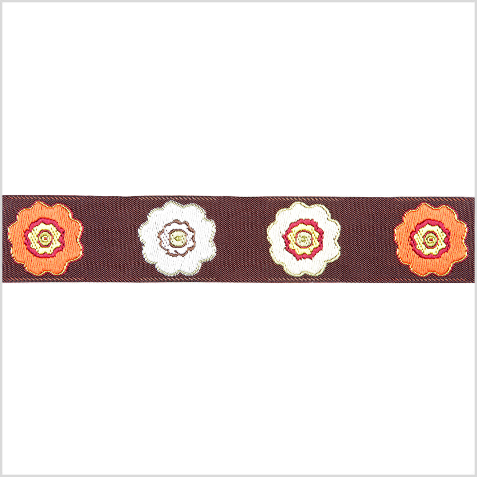 15/16" Orange/Brown French Jacquard Ribbon