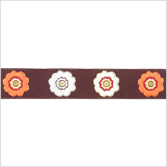 15/16" Orange/Brown French Jacquard Ribbon