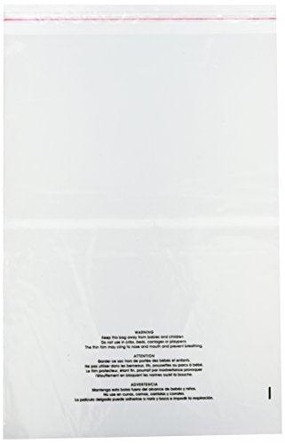 Uline 14" x 20" Self Seal Poly Bags with Suffocation Warning, Easy Peel and Stick Clear, 1.5 mil (S-19132) 100 count