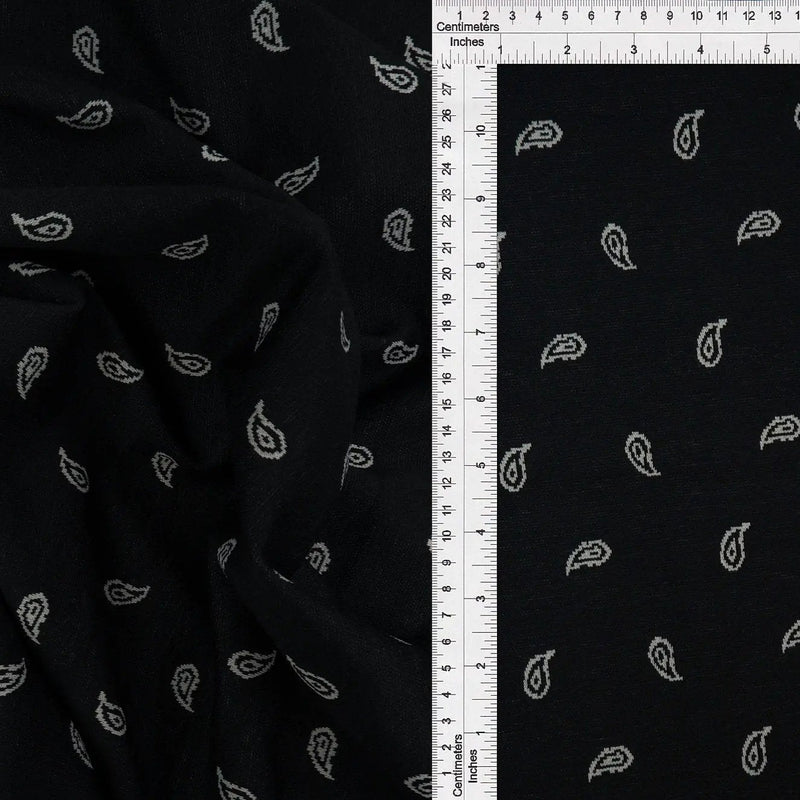 58/60" Double Knit Jacquard Paisley Leaf Fabric 96% Polyester 4% Spandex 240 GSM 1 Yard