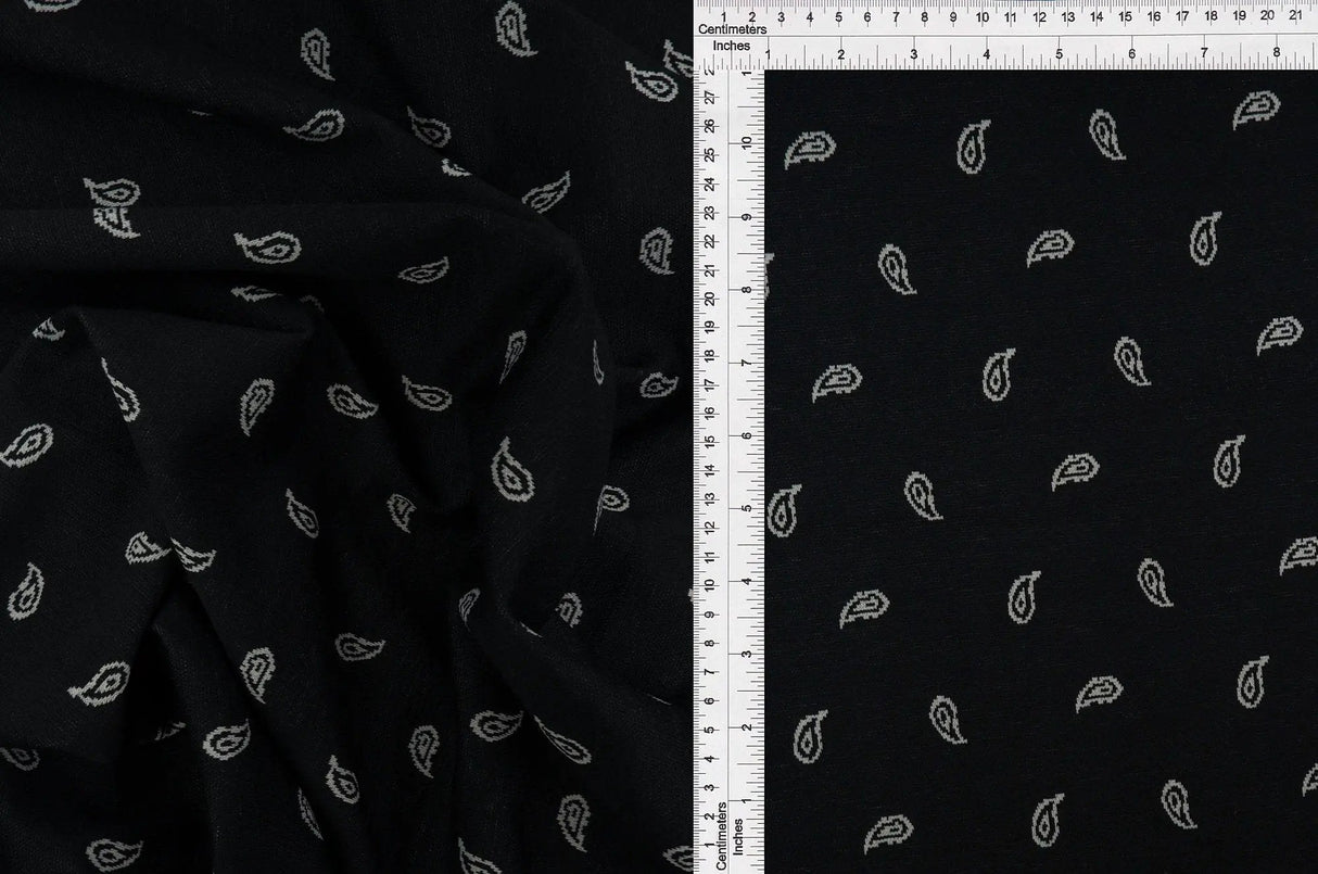 58/60" Double Knit Jacquard Paisley Leaf Fabric 96% Polyester 4% Spandex 240 GSM Yard