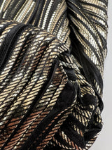 Polyester Elastane Plissé Fabric in Golden Black