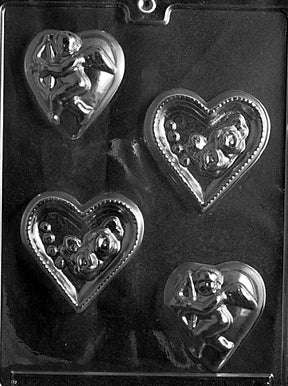 Hearts With Rose Or Cupid Chocolate Mold - LPV013