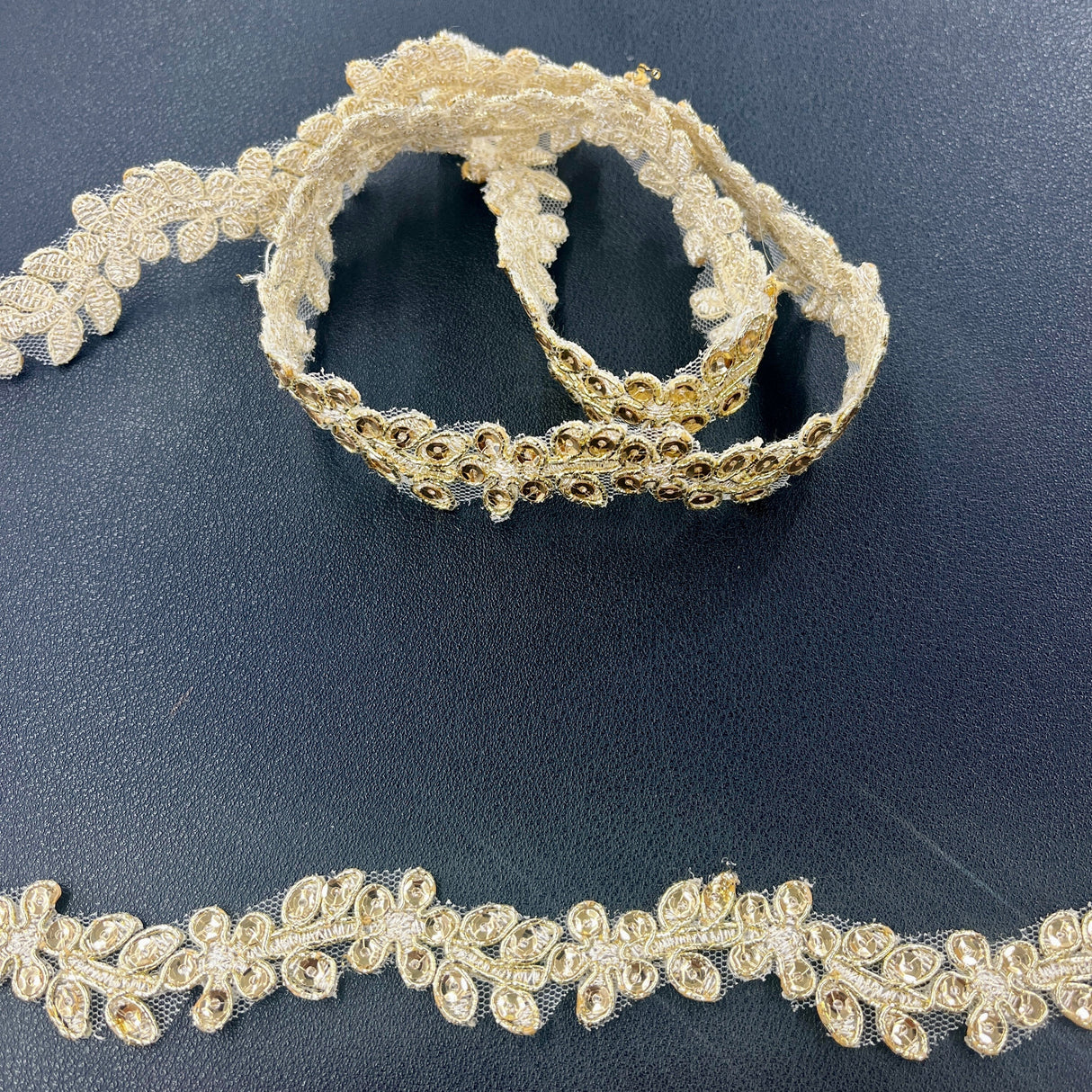 Beaded Corded Lace Trimming 1" Wide