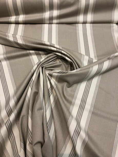 Stonewall Putty French Stripes Cotton Fabric - Putty Horizontal Stripes, 55" Width (1 Yard)
