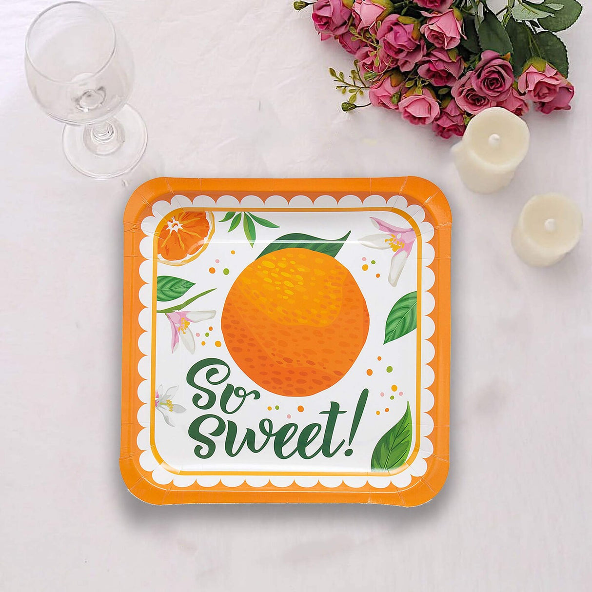 8 Ct. Little Clementine Dinner Plates 9.25" Orange Theme Baby Shower Party Plates
