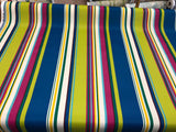 Richloom Thailand Stripe Polyester Fabric - Blue Green Yellow And Lavender Stripe, 54" Width, 15" Vertical Repeat (1 Yard)