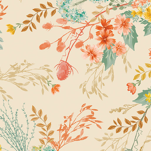 Cotton Wideback Fabric Montgomery Floral Cream/Multi 108"