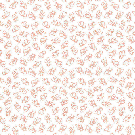 Cotton Print Flutter By White/Peach 44/45 Fabric