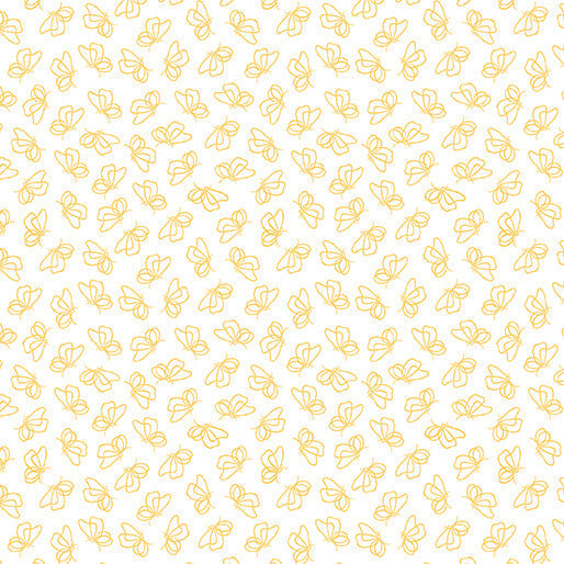 Cotton Print Flutter By White/Maize Fabric 44/45"