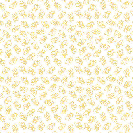 Cotton Print Flutter By White/Maize Fabric 44/45"