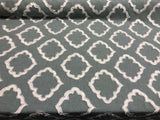 Adana Spa Blue Fully Embroidered Poly Fabric - Spa Blue Geometric Embroidery, 55" Width (1 Yard)