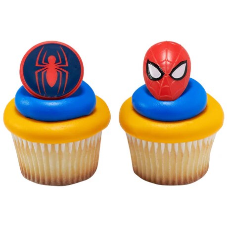 Marvel's Spider-Man Spider and Mask Cupcake Rings - set of 12