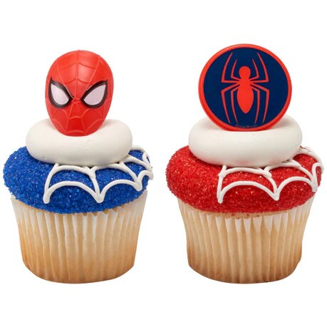 Marvel's Spider-Man Spider and Mask Cupcake Rings - set of 12