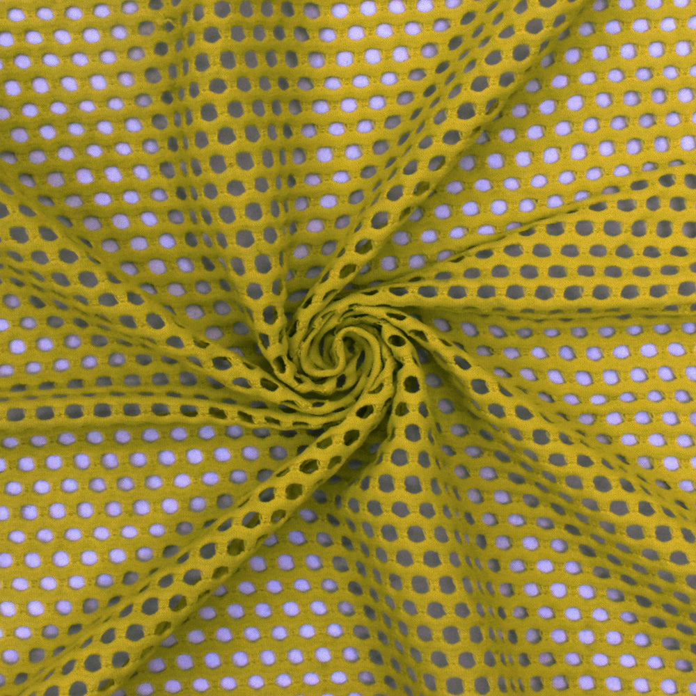 1 Yard Chartreuse Yellow Mesh Stretch Yoga Activewear Knit Fabric For Dancewear And Blouses 50 Inches Width