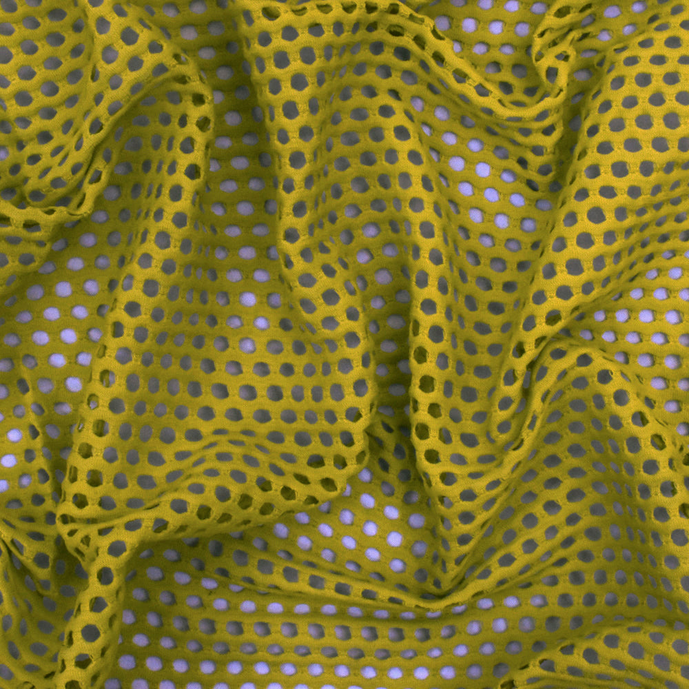 1 Yard Chartreuse Yellow Mesh Stretch Yoga Activewear Knit Fabric For Dancewear And Blouses 50 Inches Width