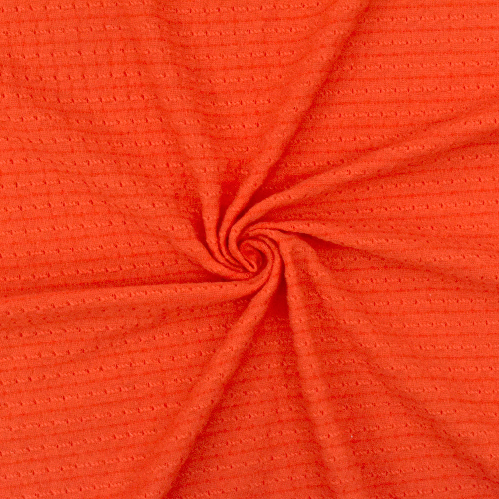 1 Yard Fire Orange Stripe Texture Stretch Jersey Knit Fabric For Blouses And Dancewear 51 Inches Width