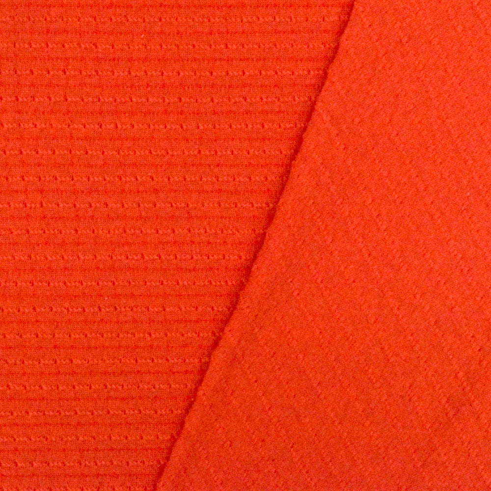 1 Yard Fire Orange Stripe Texture Stretch Jersey Knit Fabric For Blouses And Dancewear 51 Inches Width