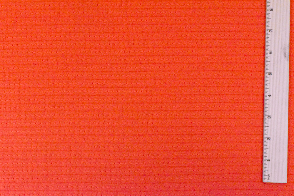 1 Yard Fire Orange Stripe Texture Stretch Jersey Knit Fabric For Blouses And Dancewear 51 Inches Width